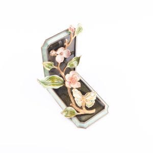Jay Strongwater. Dogwood & Butterfly Bookend Studded with Swarovski