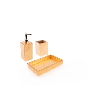 Mike + Ally. A Set of Brown Bathroom Accessories Studded With Crystals. 3 Pieces
