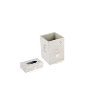 Mike + Ally. A Set of Green Wastebasket & Tissue Box in Floral Design