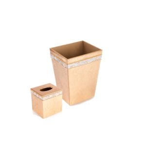 Mike + Ally. A Set of Gold Wastebasket & Tissue Studded with Crystals & Flowers