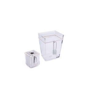 Mike + Ally. A set of Plexiglass Wastebasket & Tissue Box