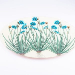 John Derian. Wall Decorative Plate Designed with Blue Flowers. Large Size