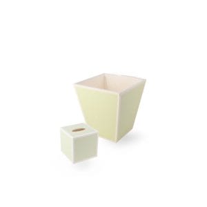 Pacific Connections. A Set of Green Wastebasket & Tissue Box