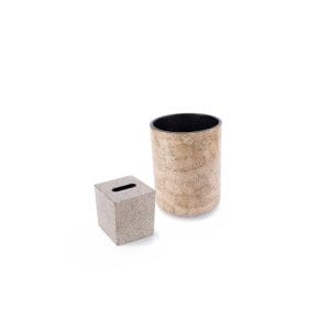 J. Fleet Designs. A Set of Wooden Tissue Box & Wastebasket in Cracked Design