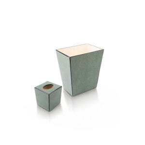 Dransfield & Ross. Set of 2 Metallic Green Tissue Box & Wastebasket