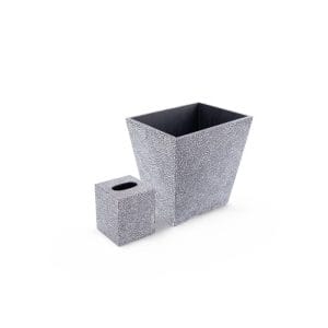 Saigon Interiors. Set of Black & White Tissue Box & Wastebasket.