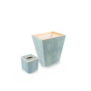 Pigeon & Poodle. Manchester Set of Tissue Box & Wastebasket in Blue Colour