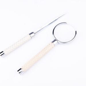 Riviere. A Set of Letter Opener and Magnifier with Ivory Leather