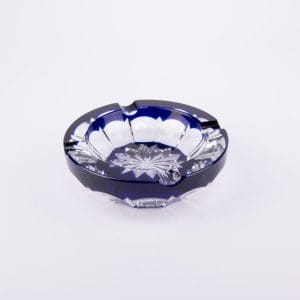 Cristallerie De Montbronn. Barrone Crystal Cigar Ashtray in Dark Blue