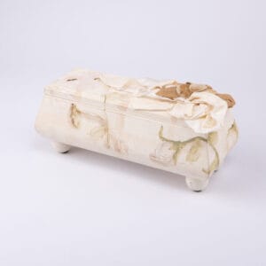 Idée Art Exclusive. Beige Wooden Box with Fabric Bow. Medium Size