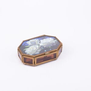 Idée Art Exclusive. Glass Souvenir Box with Roses Illustration. Small Size
