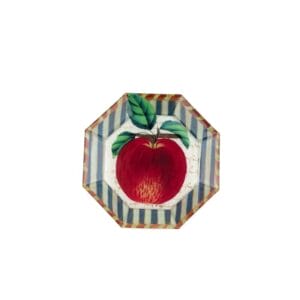 Idée Art Exclusive. Glass Decorative Plate with Apple Illustration. Medium Size