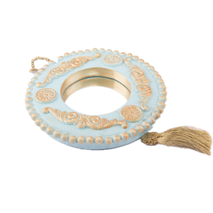 Idée Art Exclusive. Round Blue Porcelain Wall Mirror. Medium Size