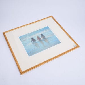 Idée Art Exclusive. Hand-painted Tableau With Wooden Frame Illustrating Girls on Beach. Large Size