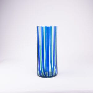 Idée Art Exclusive. Multi-Coloured Striped Glass Vase. Medium Size