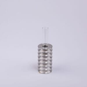 Idée Art Exclusive. Glass Vase with Threaded Shape Metal Base. Small Size