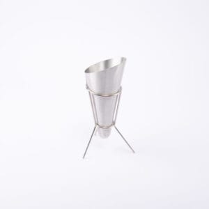 Idée Art Exclusive. Silver Stainless Steel Cone Vase. Medium Size