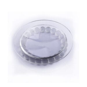 Mario Cioni. Transparent Crystal Decorative Plate with Frosted Pearls. Medium