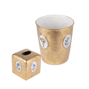 Idée Art Exclusive. Gold Porcelain Tissue Box. Small Size