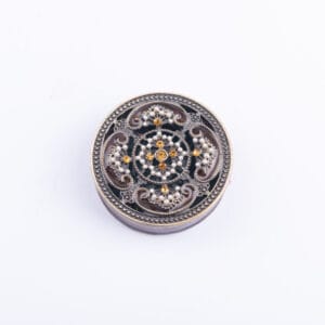 Welforth. Bronze & Amber Round Souvenir Box. Small Size