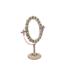 Welforth. Green Enamel Standing Mirror Studded with Rhinestones