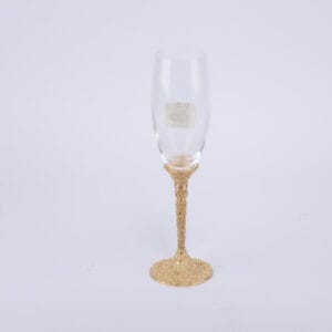 Tizo Design. Gold Drinking Glass Flute Studded with Crystals. Medium Size