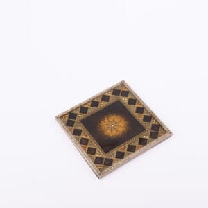 Tizo Design. Bronze & Brown Coaster Studded with Crystals. Small Size