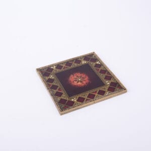 Tizo Design. Bronze & Burgundy Coaster Studded with Crystals. Small Size