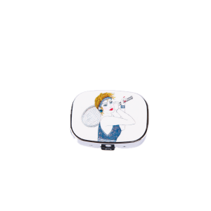 Personalized Expressions. Pills' Case in a Lady Playing Tennis Design