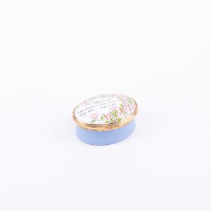 Halcyon Days. Blue Porcelain Box with Quote. Small Size