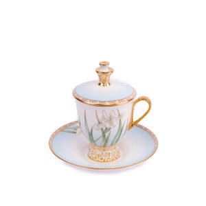 Prouna. Porcelain Teacup with Cover & Saucer. Medium Size