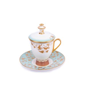 Prouna. Imperial Jade Teacup with Cover & Saucer. Small Size