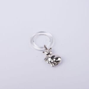 Zaramella Argenti. Sterling Silver Cat Rattle Teething Ring For Baby