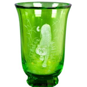 Moser. Eden Crystal Vase with Tiger Engraving. limited Edition