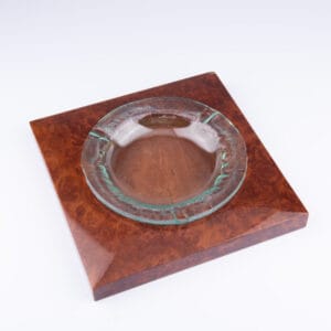 Ercolano SRL. Glass & Wood Ashtray. Medium Size